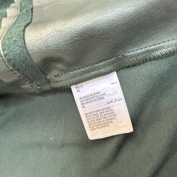 Alfani Womens Open Front Faux Leather Suede Jacket Medium Dark Forest New $89 - Picture 4 of 8